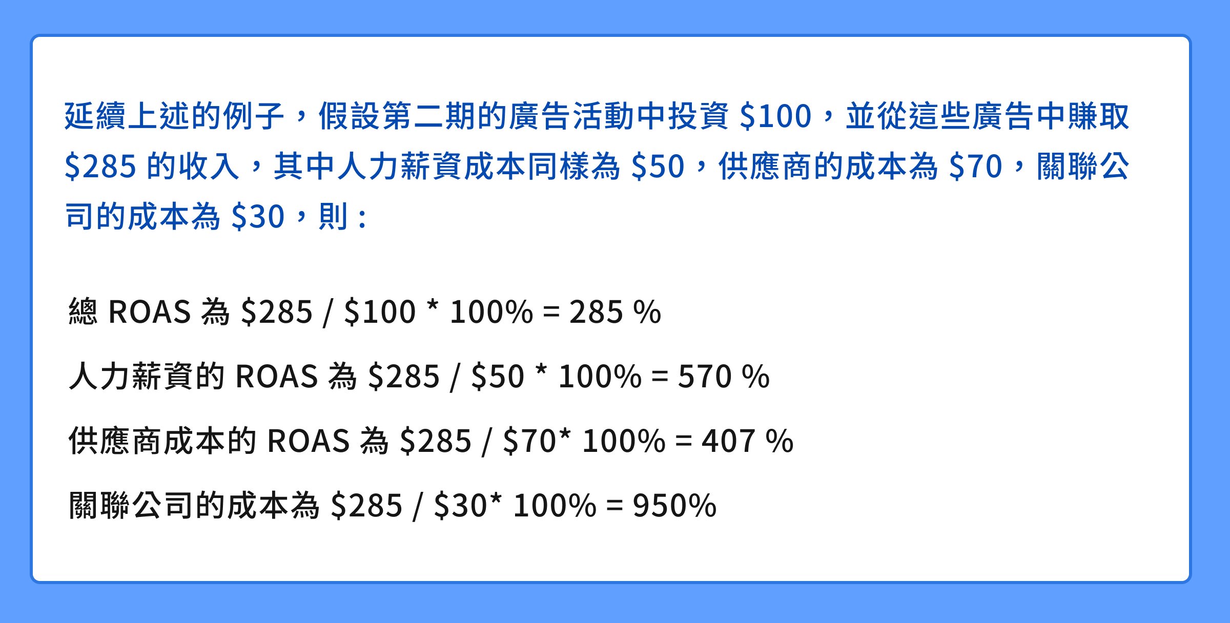 ROAS 應用重點範例